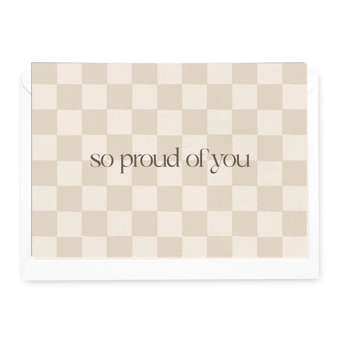 'So Proud of You' Beige Check Greeting Card